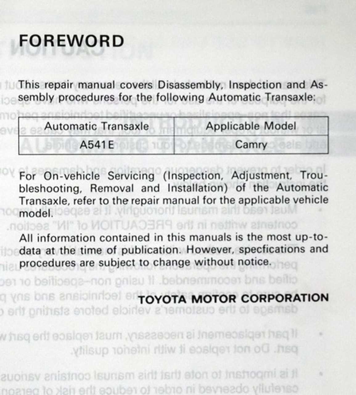 1994 toyota camry repair manual