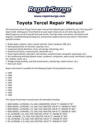 1995 toyota tercel repair manual