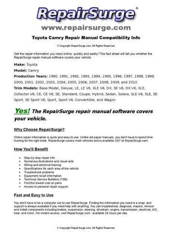 1998 toyota camry repair manual