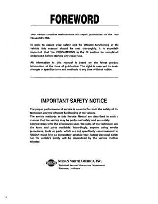 1999 nissan sentra repair manual