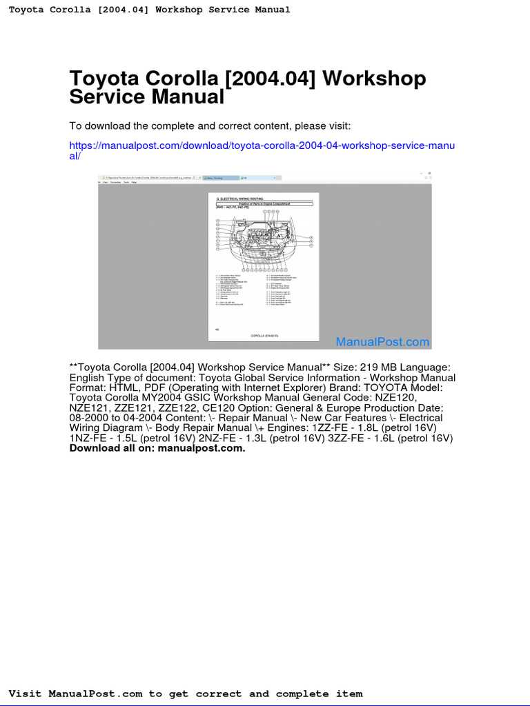 2000 toyota corolla repair manual