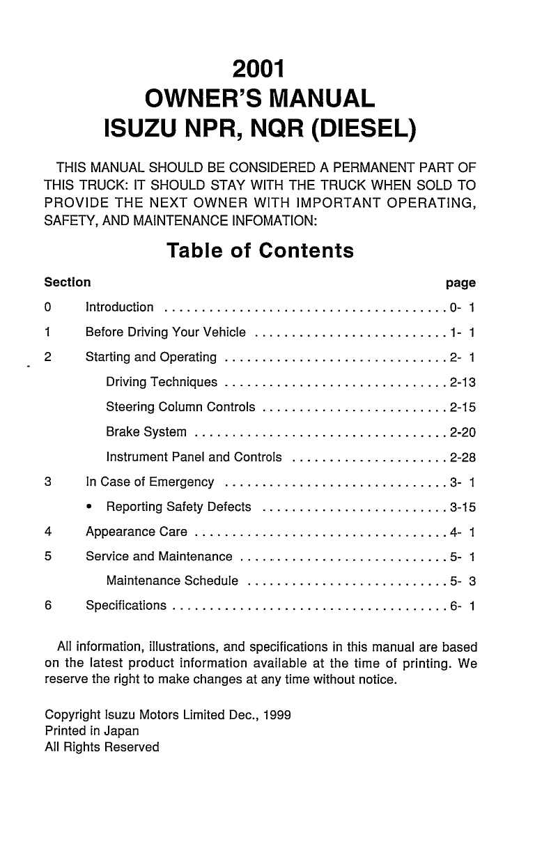 2001 isuzu npr repair manual