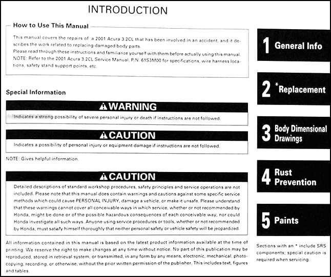 2001 acura cl repair manual