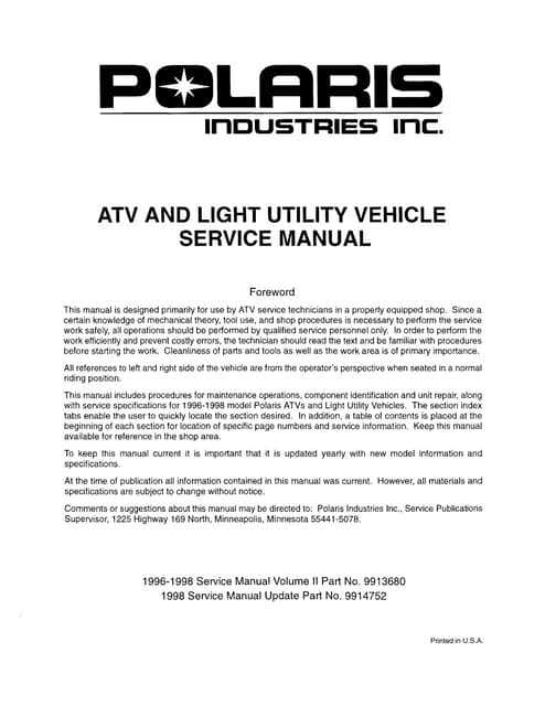 2004 polaris sportsman 500 ho repair manual