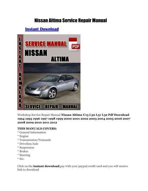 2004 nissan altima repair manual