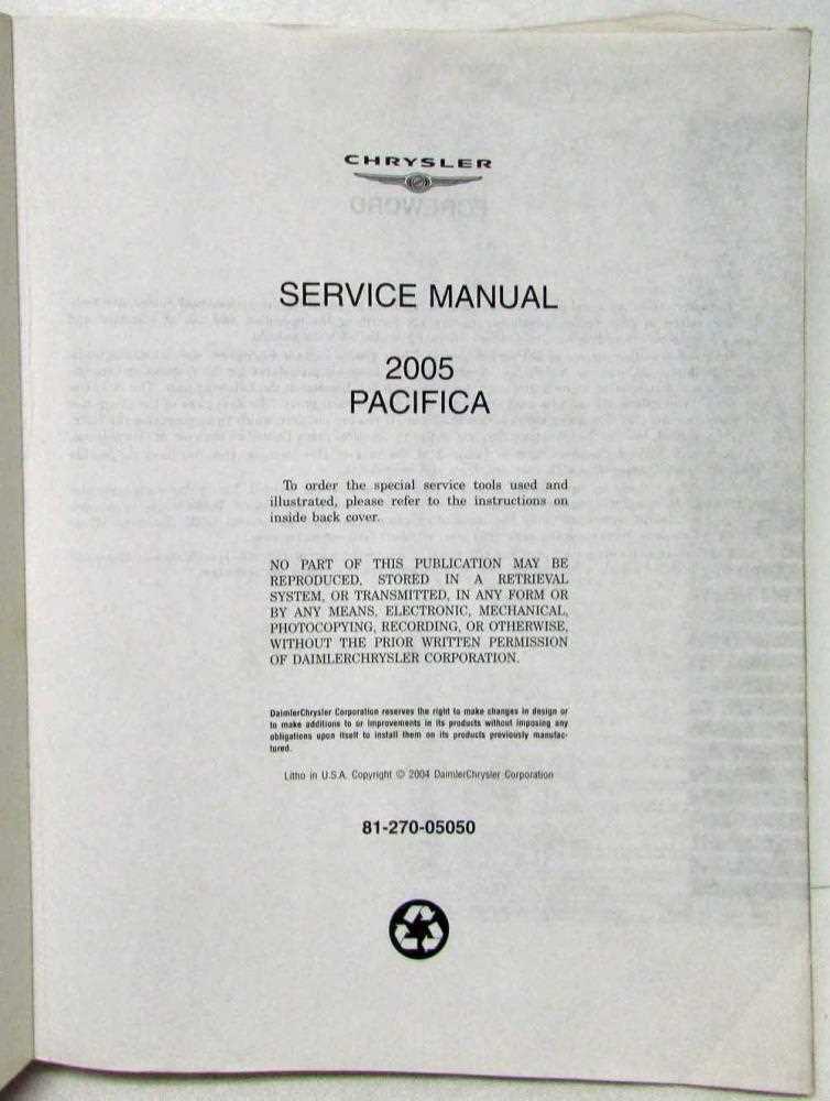 2005 chrysler pacifica factory repair service manual