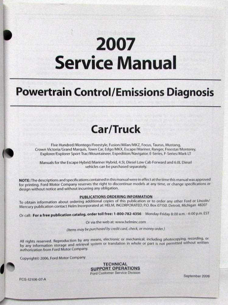 2007 ford five hundred repair manual