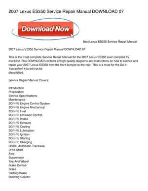 2007 lexus es350 repair manual