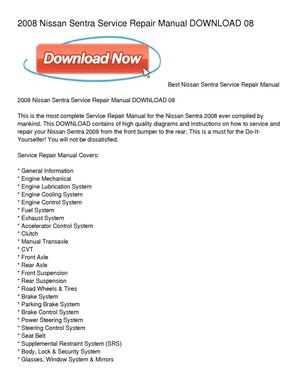 2007 nissan sentra repair manual