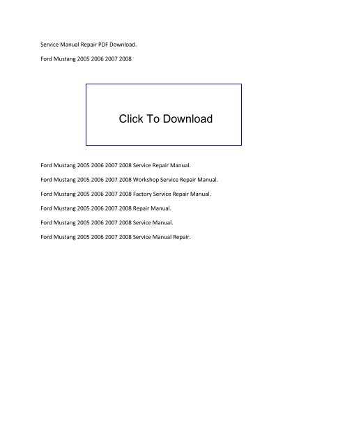 2008 ford mustang repair manual