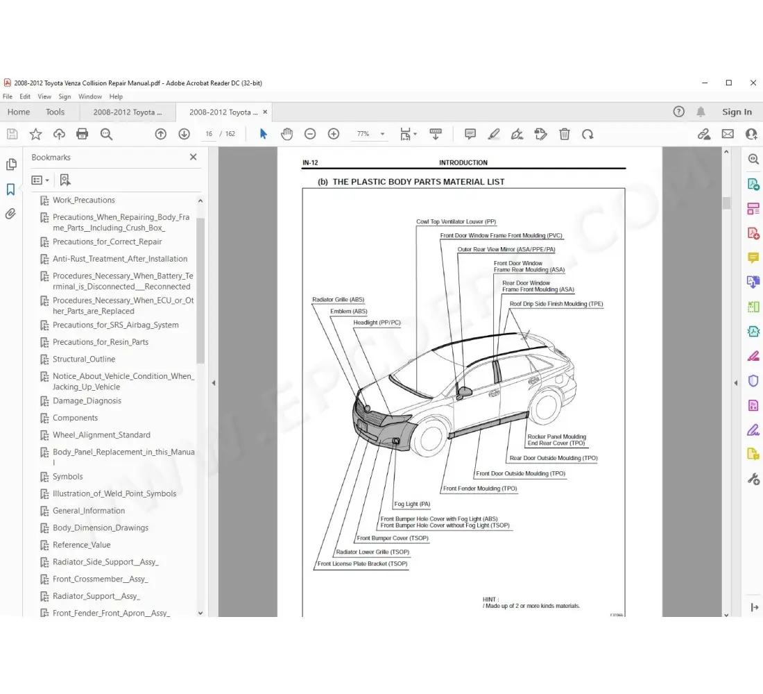 2009 toyota venza repair manual