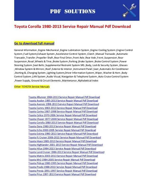 2009 toyota corolla service repair manual