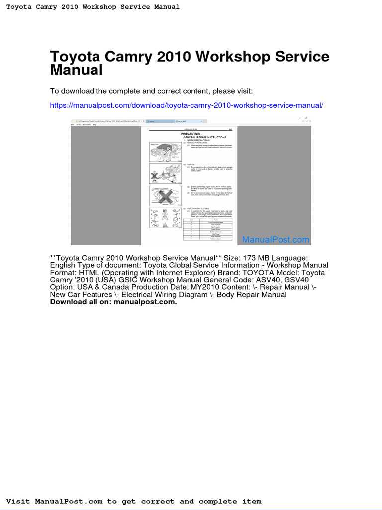 2010 toyota camry repair manual