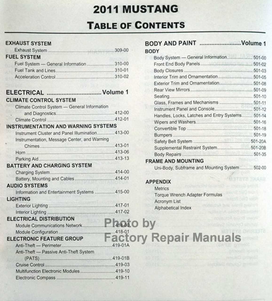 2011 ford mustang repair manual