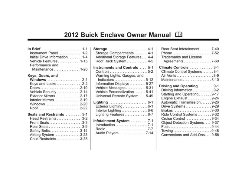 2012 buick enclave repair manual