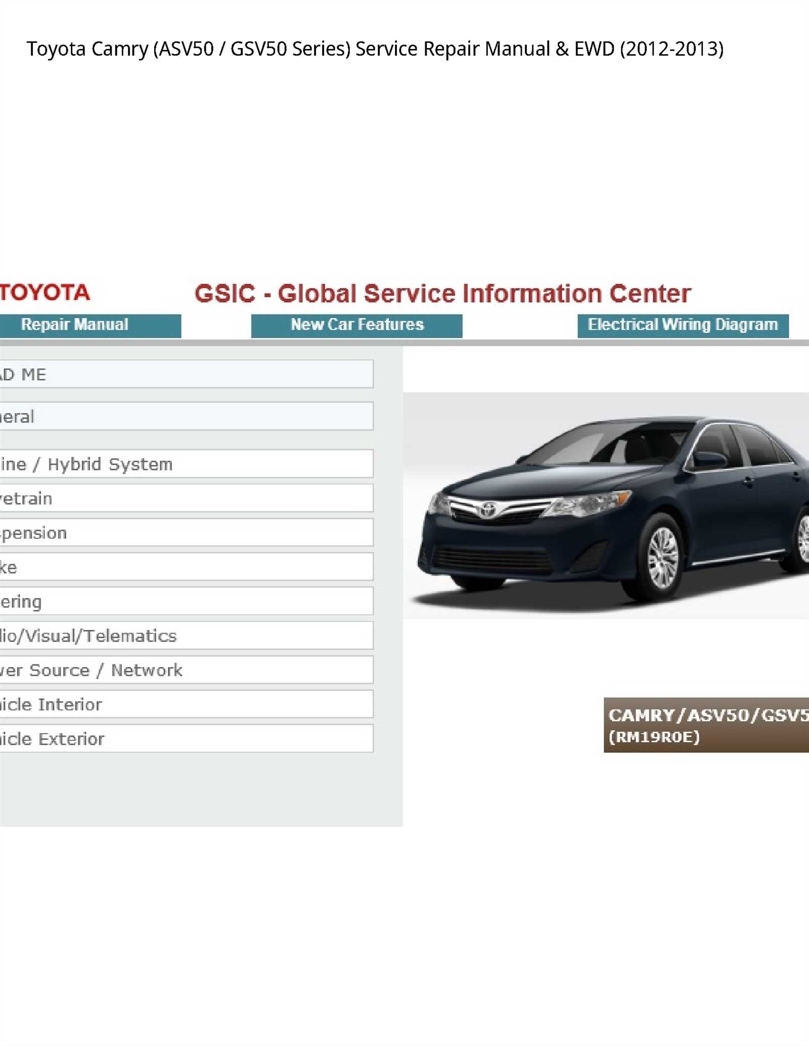 2012 toyota camry repair manual