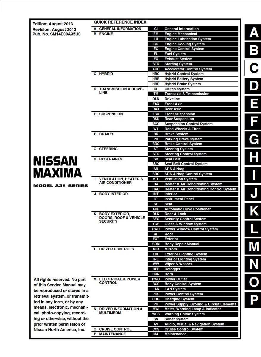 2014 nissan maxima repair manual