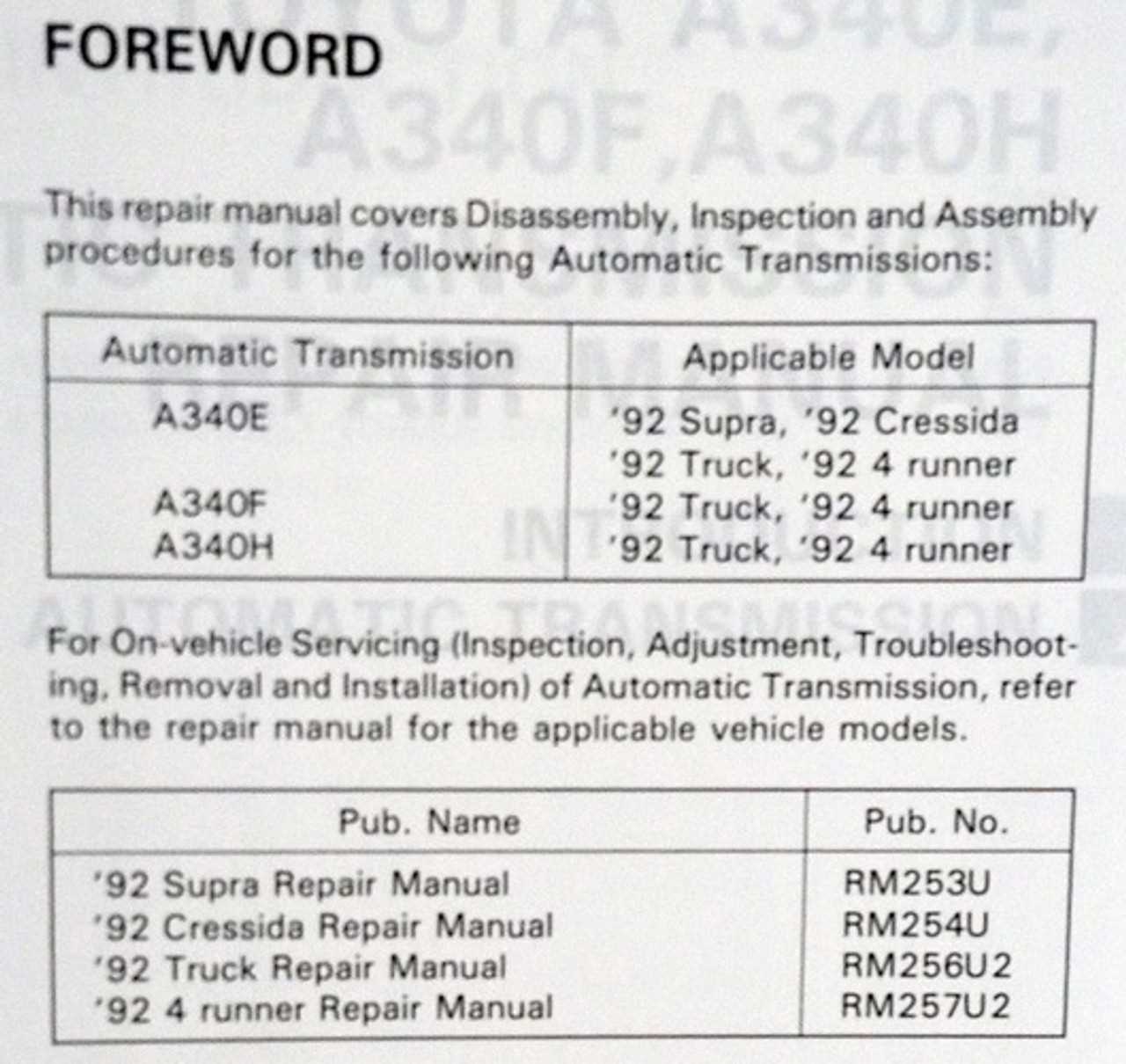 92 toyota pickup repair manual