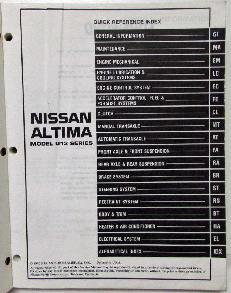 97 nissan altima repair manual