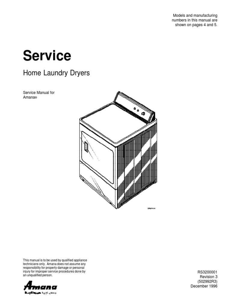 amana clothes washer repair manual