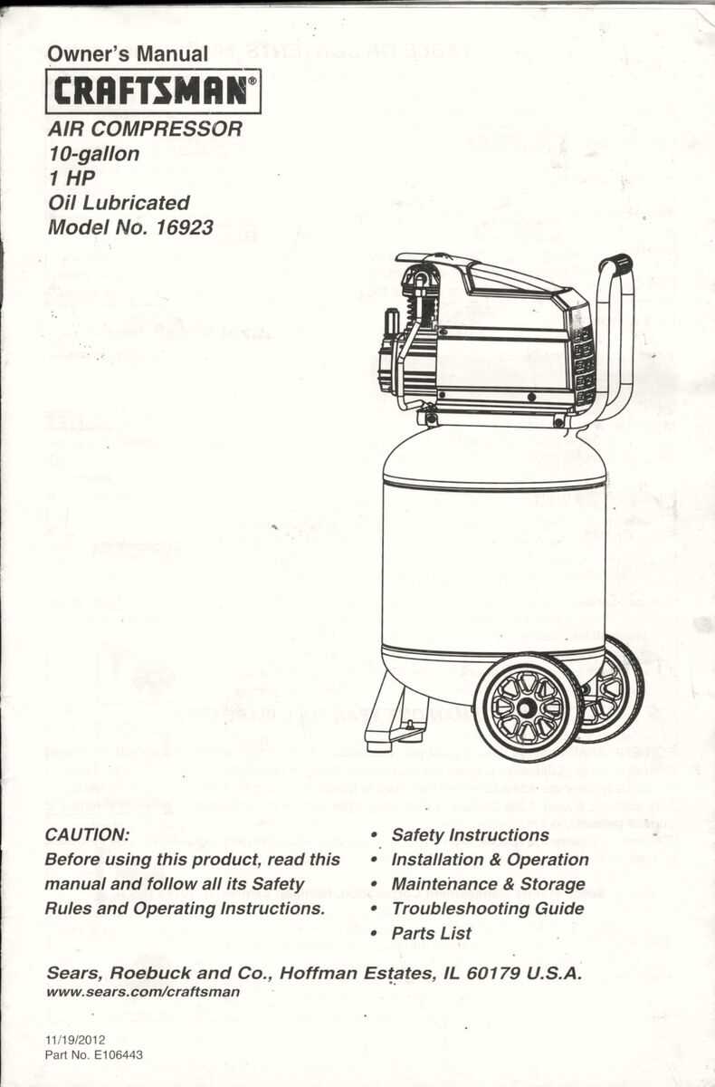 craftsman air compressor repair manual