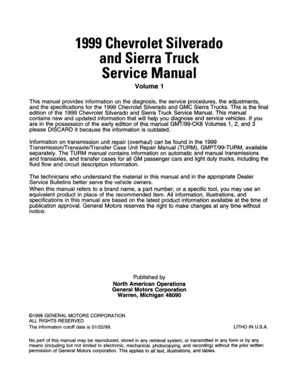 free 1998 chevy silverado repair manual