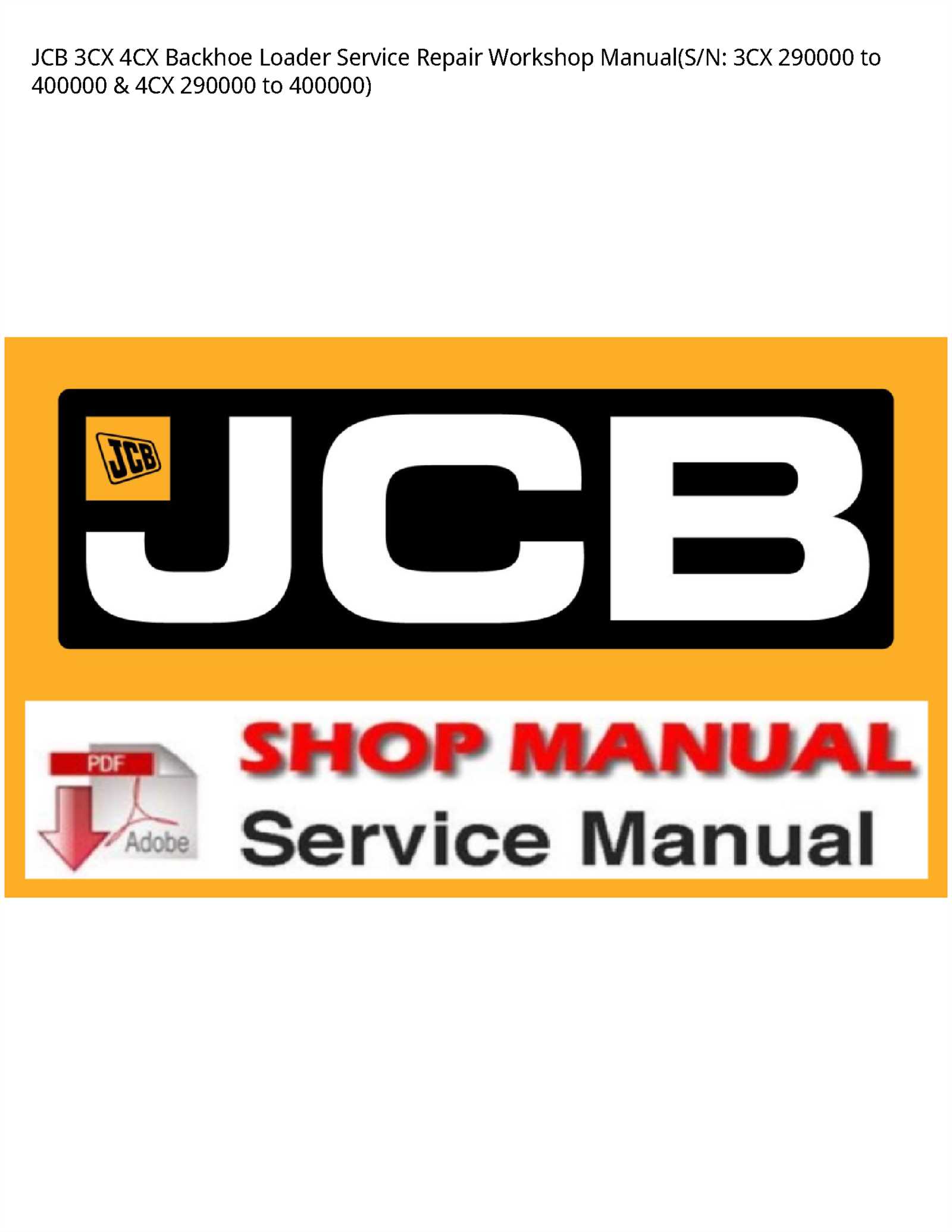 jcb 3cx backhoe loader service repair manual