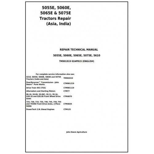 john deere 5065e repair manual