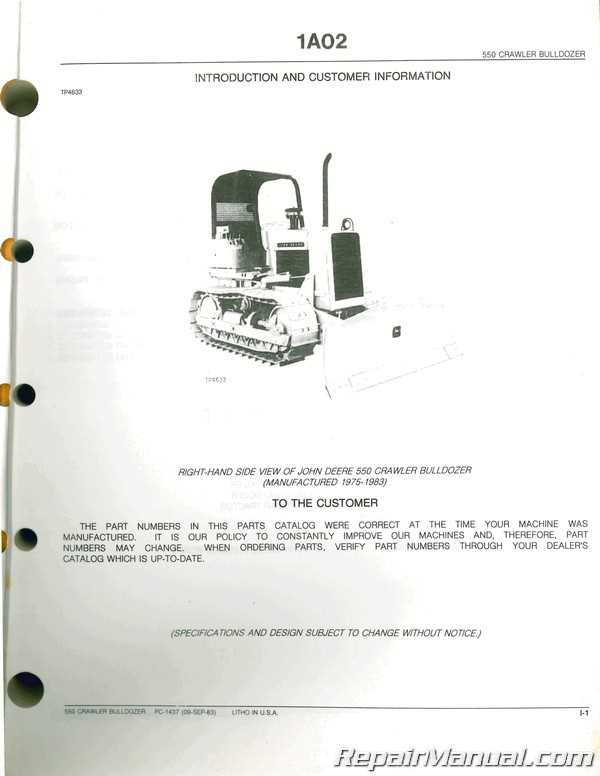 john deere 550 dozer repair manual