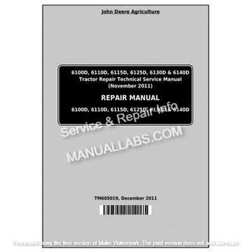 john deere 6115d repair manual