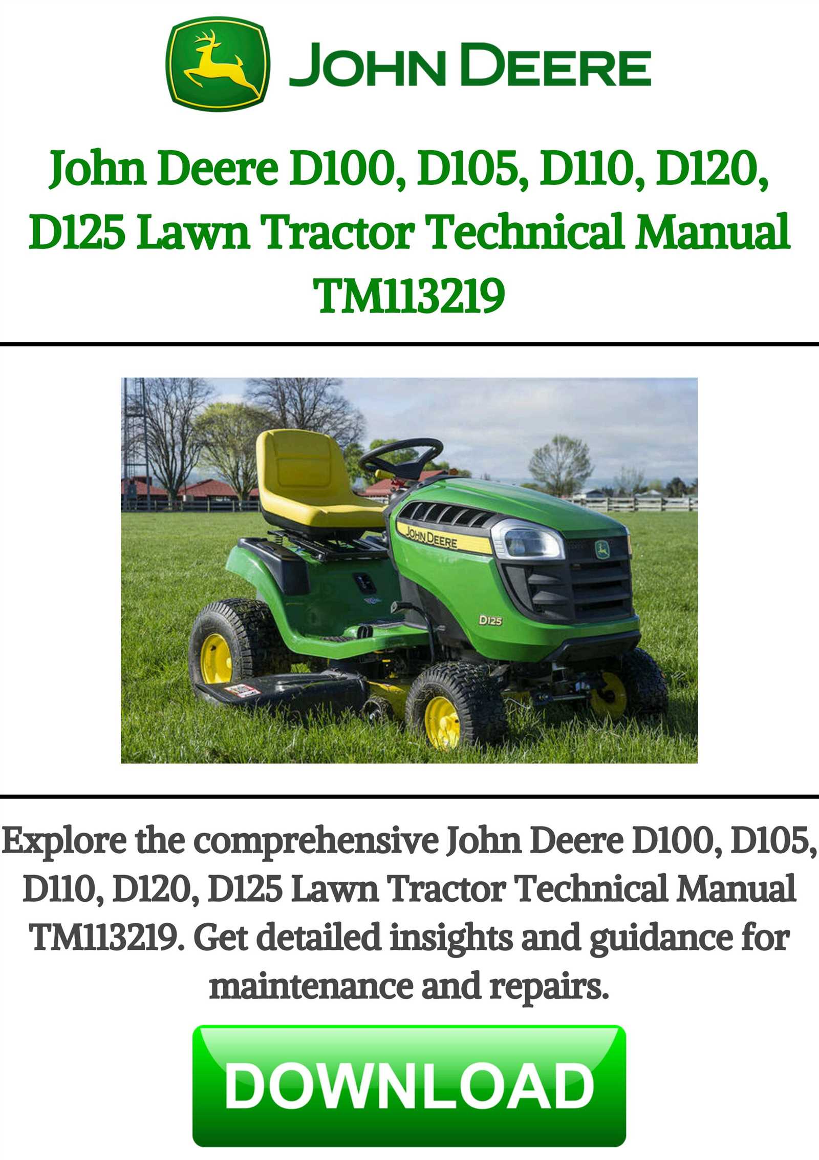 john deere d100 repair manual