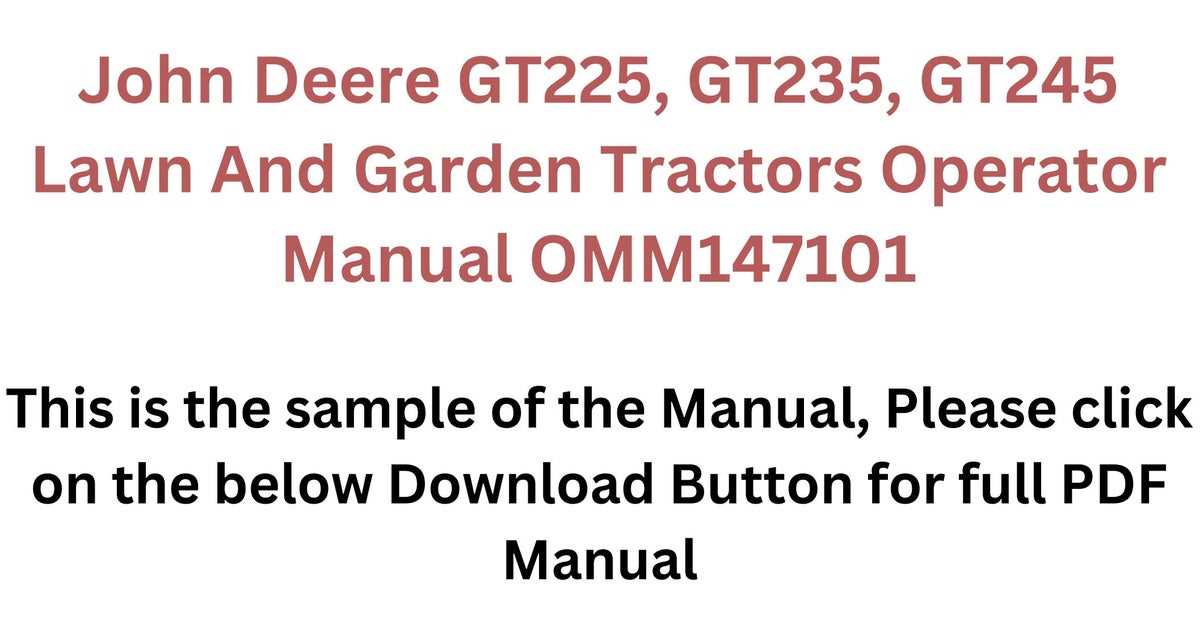 john deere gt235 repair manual