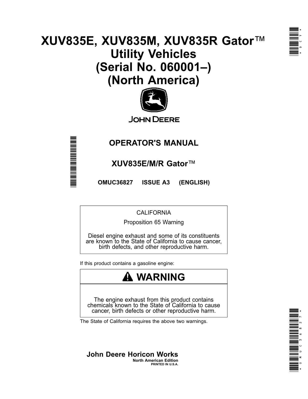 john deere xuv 825i gator utility vehicle service repair manual