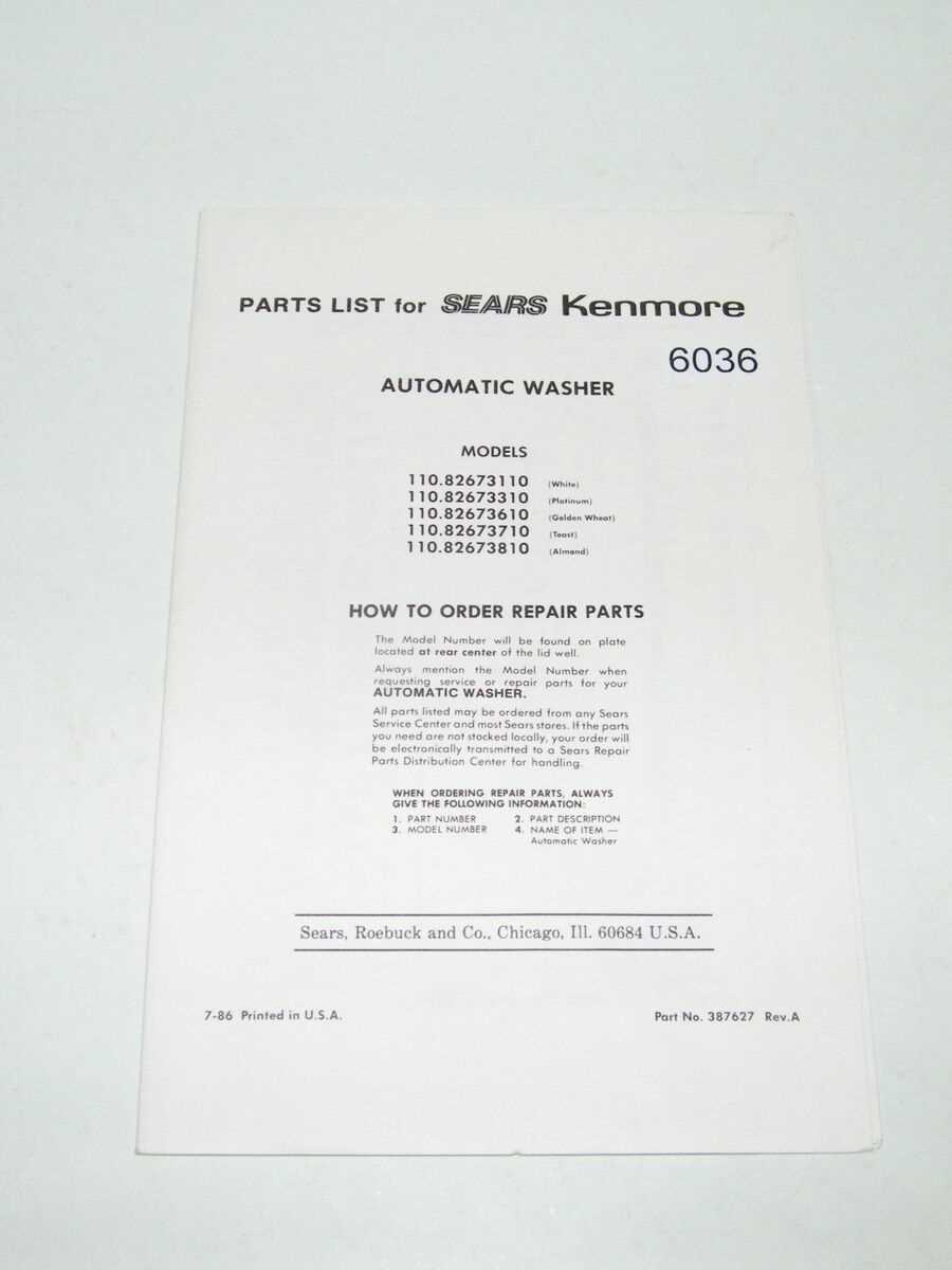 kenmore washer repair manual model 110