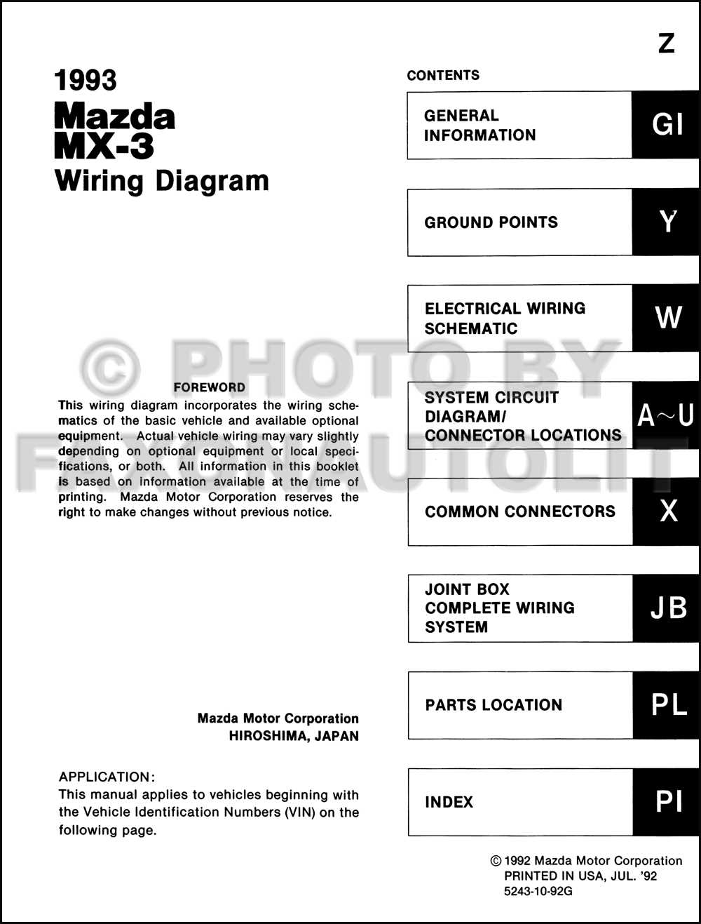 mazda mx3 repair manual