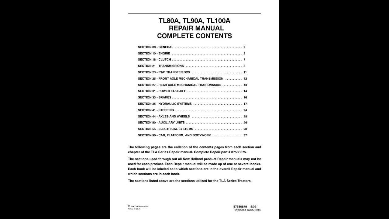 new holland tl100a repair manual