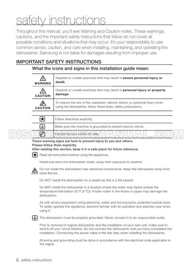 samsung dishwasher repair manual