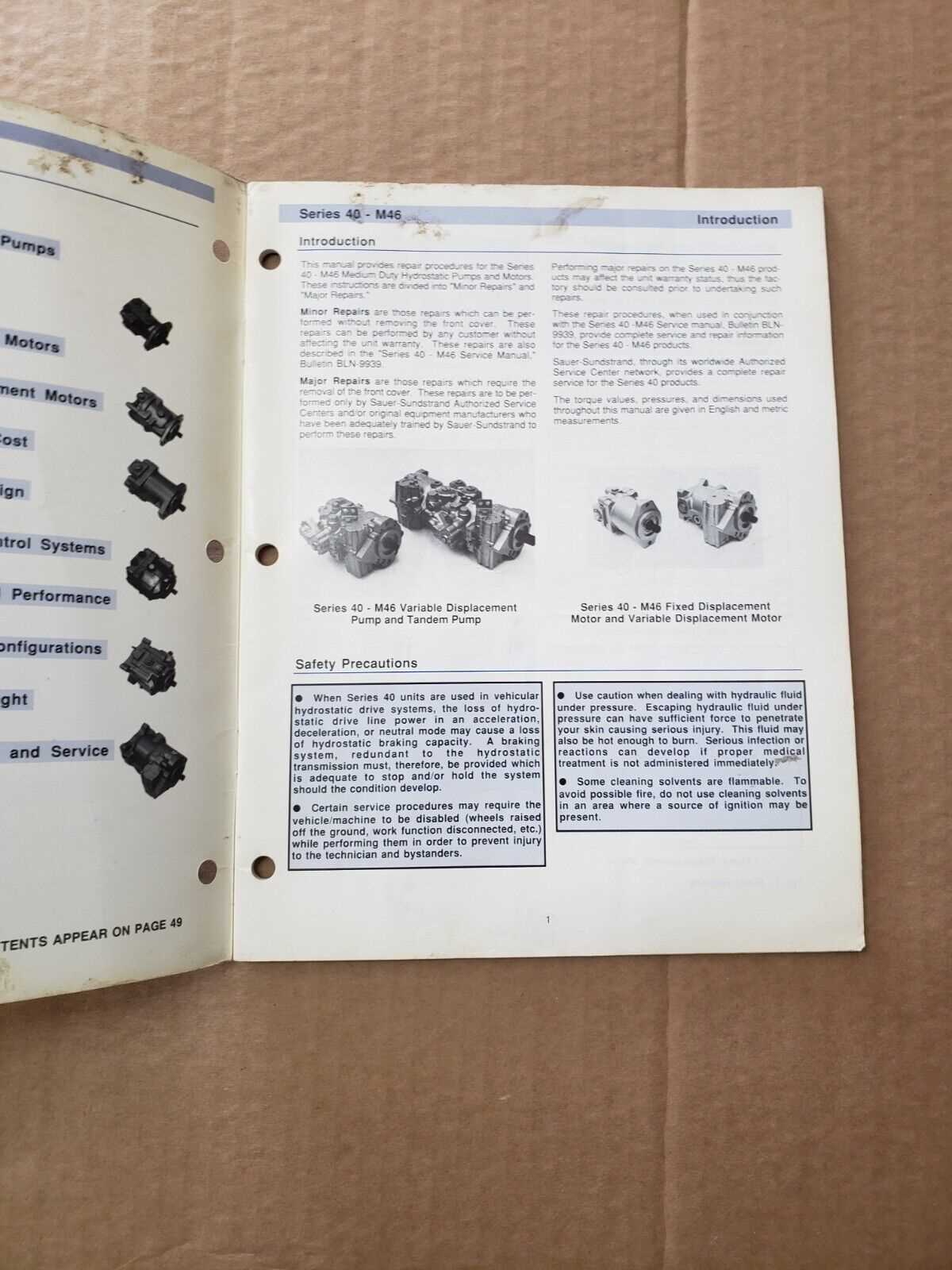 sauer danfoss m46 major repair manual