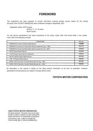 toyota echo 2003 repair manual