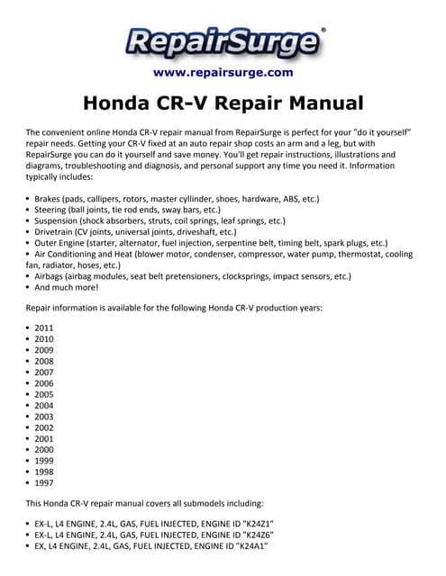 1997 honda odyssey repair manual