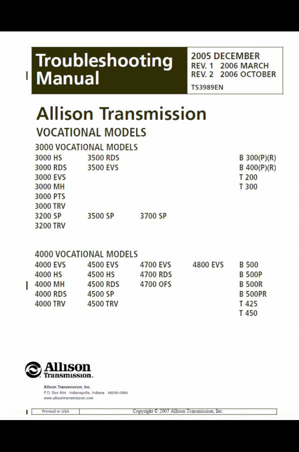 allison transmission repair manual