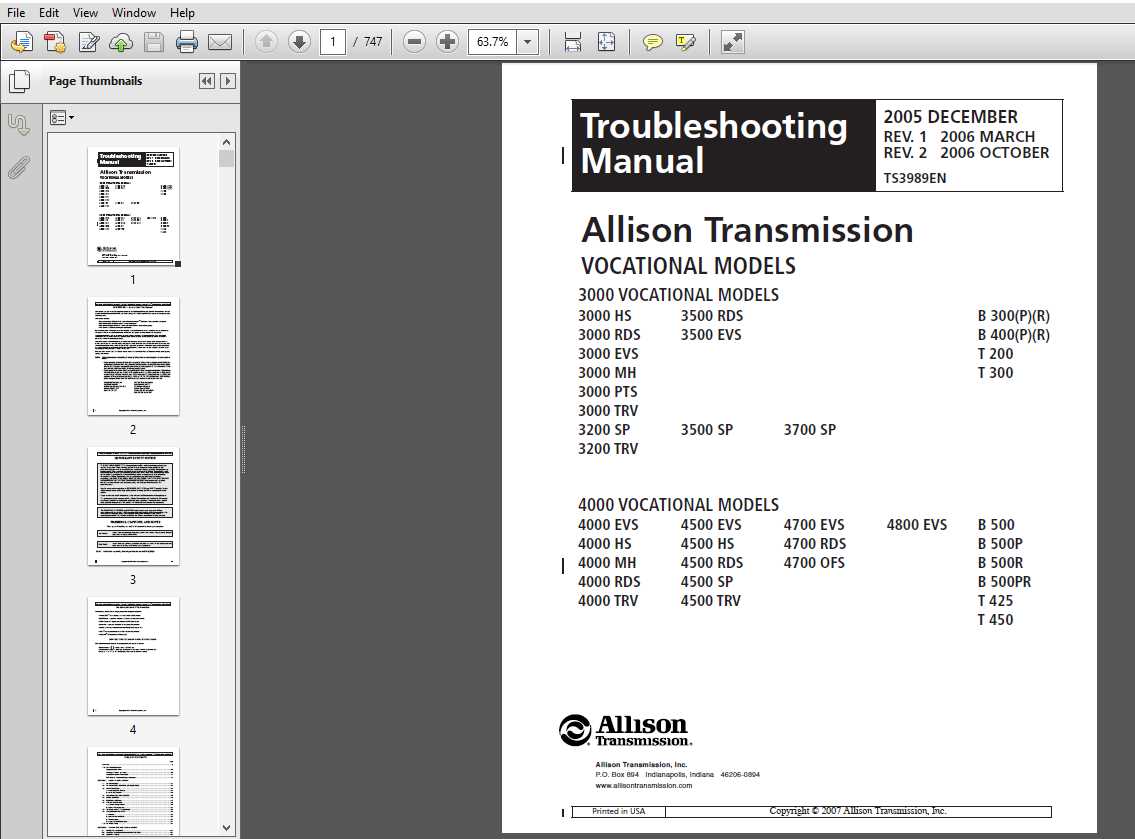 allison transmission repair manual