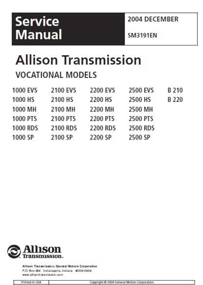 allison transmission repair manual