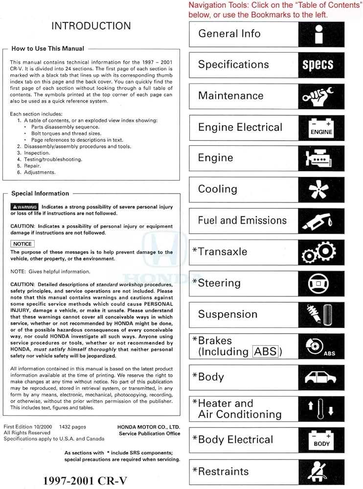 honda crv 2007 service repair manual