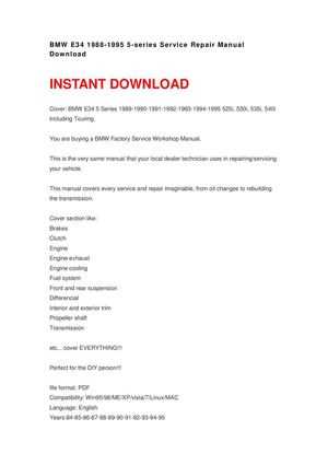 bmw e34 repair manual