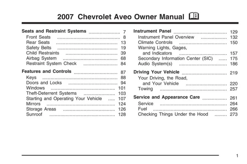 chevy aveo repair manual