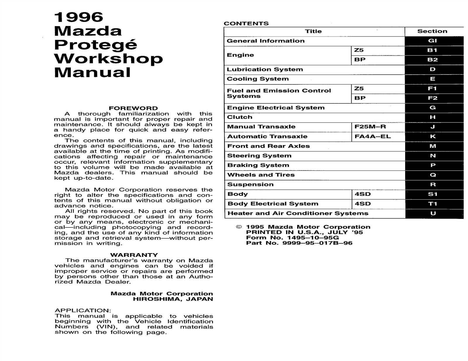 2002 mazda protege repair manual