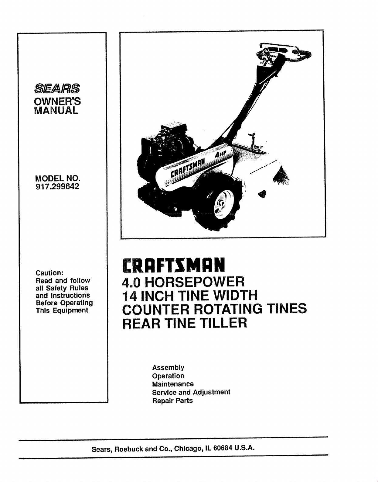 craftsman tiller repair manual