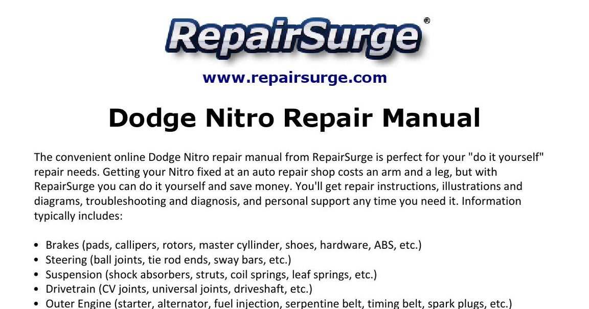 dodge nitro repair manual