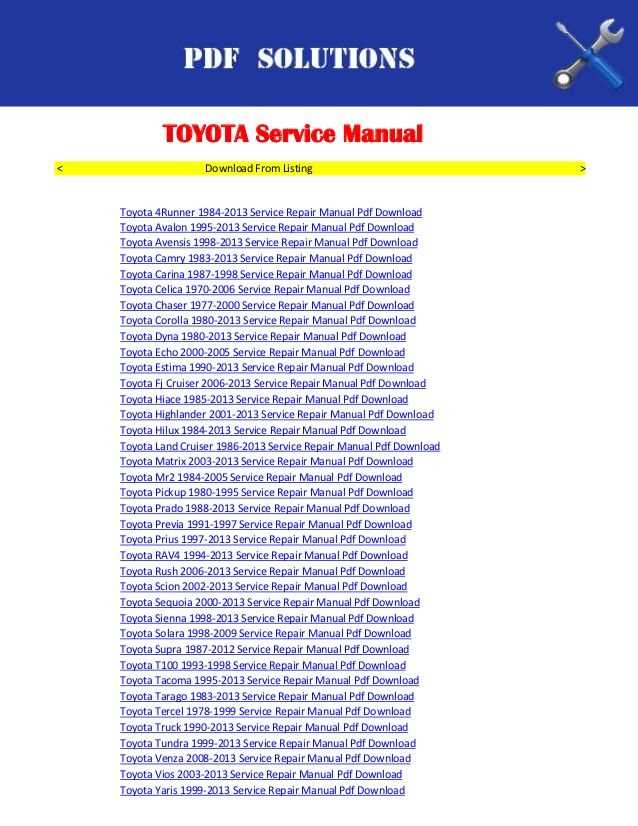 toyota service information and repair manuals